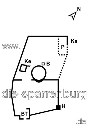 Die mittelalterliche Burg  mit Standort des Palas: 15,3 KB